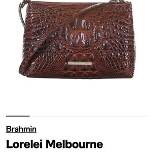 NEW BRAHMIN LORELEI MELBOURNE EMBOSSED LEATHER SHOULDER BROWN